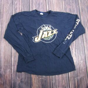 Utah Jazz Shirt Mens Large Blue Old Varsity Brand Long Sleeve NBA Tee Basketball